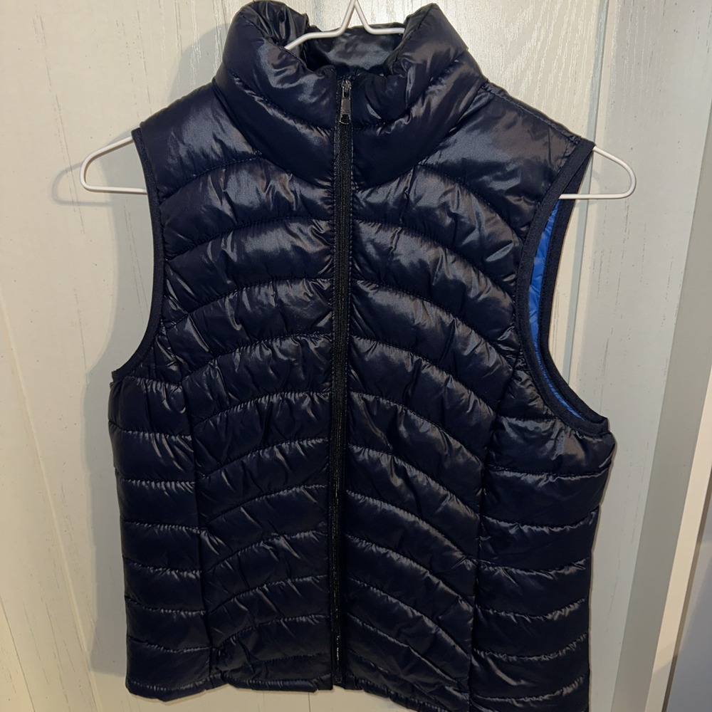 Old Navy Womens Vest Quilted Puffer Full Zip Lightweight Insulated Blue